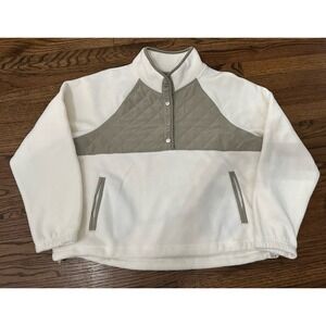 Kyondan Outdoor Cream And Gray Women's Button Up Fleece Pullover Jacket Size XL